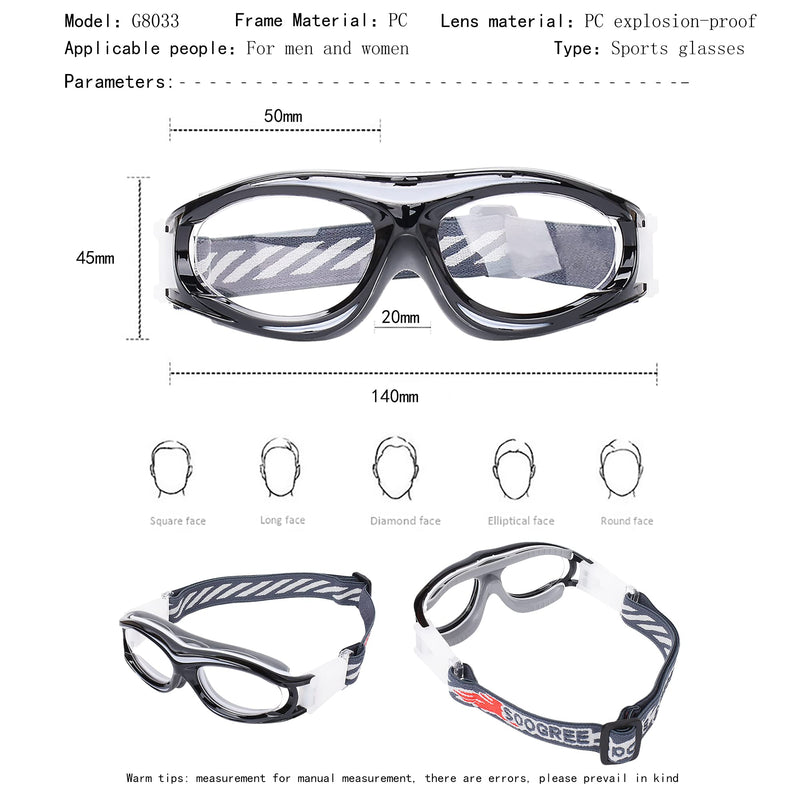 Kids Sports Goggles Glasses Basketball Soccer Football Sports Protective Eyewear Safety Goggles Anti-fog Lens Replaceable Black Frame Grey Pad - BeesActive Australia