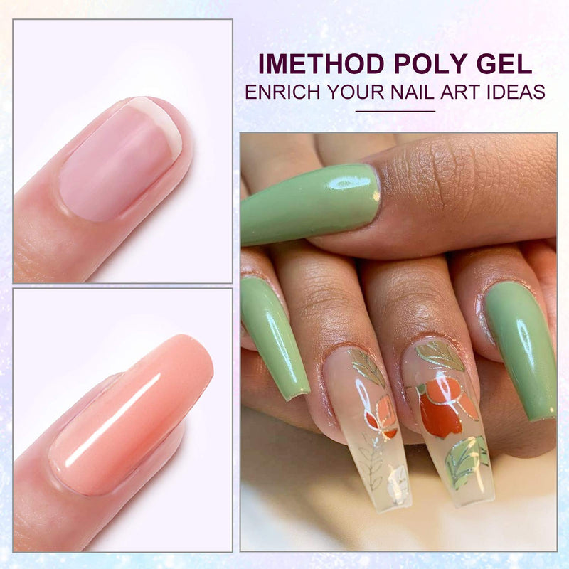 iMethod Poly Nail Extension Gel - Pink and Light Purple Poly Gel, Builder Gel for Nails, Easy DIY for Beginners & Professional, 2 Counts Pattern C - BeesActive Australia