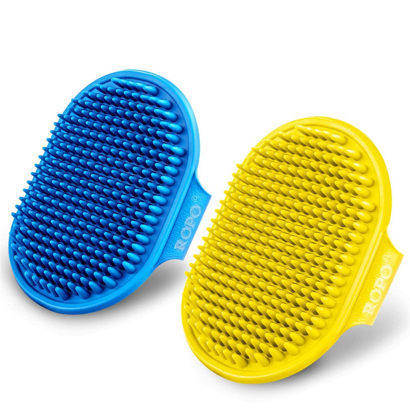 ROPO 2PC Dog Grooming Brush, Pet Shampoo Bath Brush&Pet steel comb, pet dog cat grooming comb - BeesActive Australia