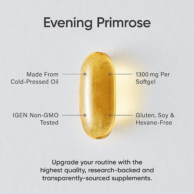 Sports Research Evening Primrose Oil 1300mg 120 Liquid Softgels; Helps Maintain Healthy Skin, Prostaglandin levels GMO & Gluten Free, Made in the USA - BeesActive Australia