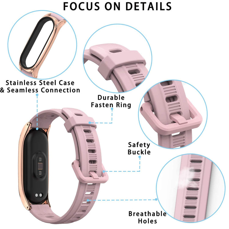 MIJOBS Strap for Mi Band 6 Mi Band 5, Replacement Wristband for Xiaomi Mi Band 4 Mi Band 3 Silicone Sport Wrist Strap for Xiaomi Mi Band 5/6 Pink+Rose Gold - BeesActive Australia