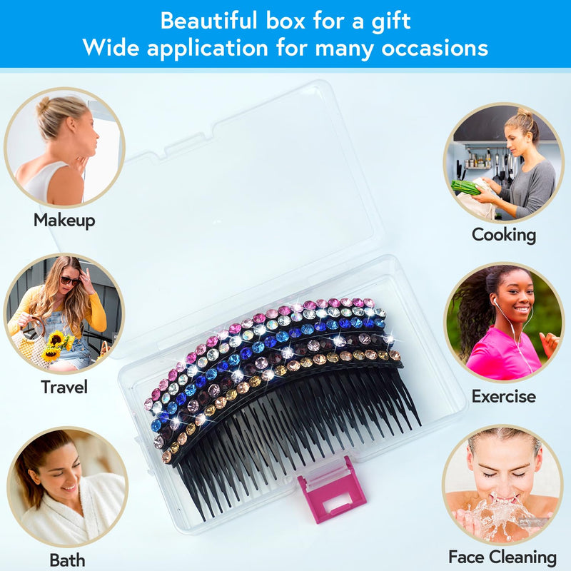MARY LAVENDER Side Hair Combs with Rhinestone for Women Hold Bangs Hair Twist Comb French Twist Hair Pin Clips Hair Accessories Decorative Comb for Women Kids Girls 5pcs - BeesActive Australia