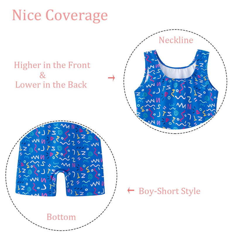 UMELOK Girls Gymnastics Leotards Toddler Unitard Clothes Cute Kid Tumbling Dance Outfit Blue,simple Drawing 2-3T - BeesActive Australia