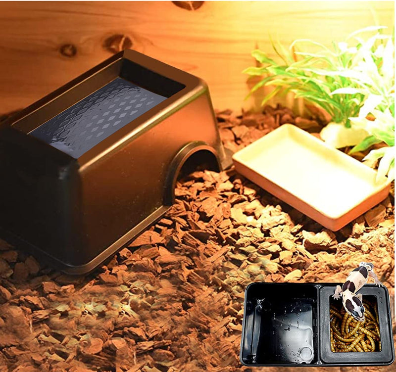 Woyrise Reptile Hideout Box with Sink Humidifier Help Your Pets Shedding Gecko Hide Cave& Jungle Vine Leaves Habitat Decor for Bearded Dragons Lizards Leopard Gecko Spiders Turtles and Snakes - BeesActive Australia