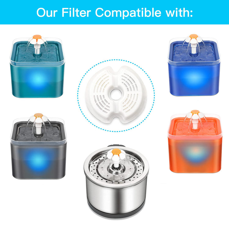 VinDox Cat Water Fountain Filters for Cat Water Fountain 84oz/2.5L Stainless Steel and Neverland Cat Water Fountain with LED Night Light, 8 Packs 8 Pack Replacement Filter - BeesActive Australia