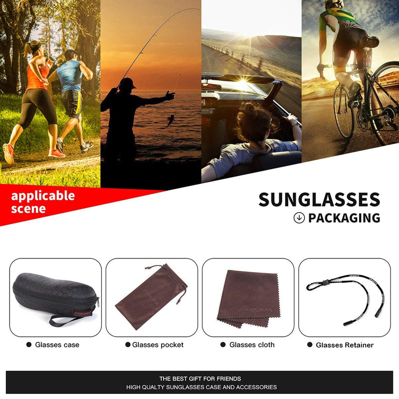 Sports Polarized Sunglasses For Men Cycling Driving Fishing 100% UV Protection A1 Black Red Frame/Red Mirrored Lens - BeesActive Australia