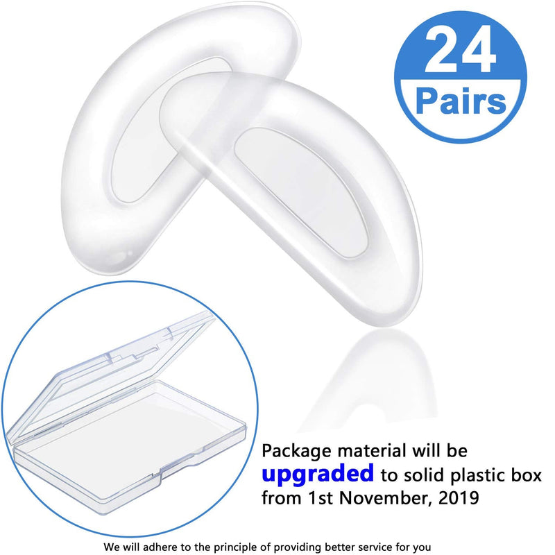 24 Pairs Adhesive Eye Glasses Nose Pads, D Shape Stick on Anti-Slip Soft Silicone, Adhesive Nose Pads Glasses Nose Pad for Glasses, Eyeglasses and Sunglasses, 15 x 6 x 1.5 mm (Transparent) Transparent - BeesActive Australia