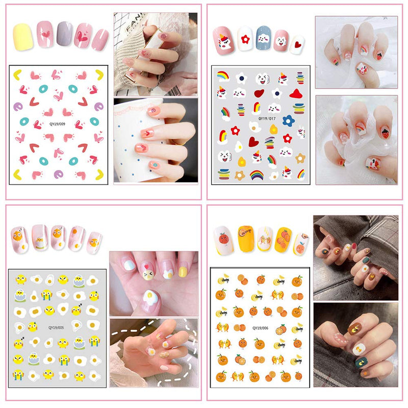 Macute Nail Art Stickers for Kids and Little Girls, 15 Sheets Self Adhesive Nail Decals 3D Nail Art Stickers Cute Fruit Flower Flamingo Leaf Spring Nail Stickers for Women Girls Kids Nail Decorations - BeesActive Australia