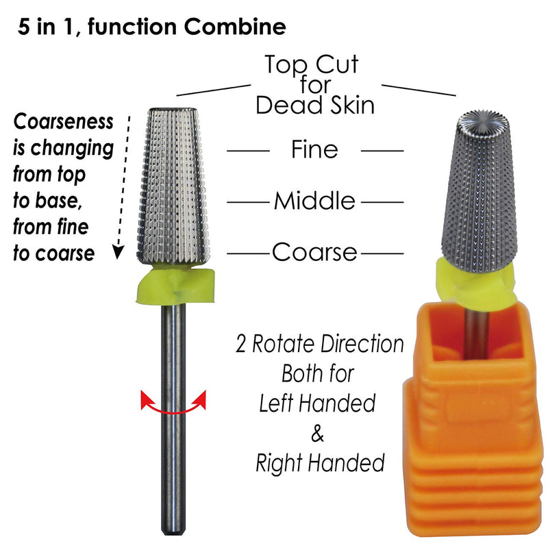 ianblues Multi-function - 5 in 1 Manicure Drill for Electric Drill Machine, both for Left & Right hand people, Grit Size: 3XC, XXC, XC, C, M, F, XF, XXF (Extra Fine (XF)) Extra Fine (XF) - BeesActive Australia