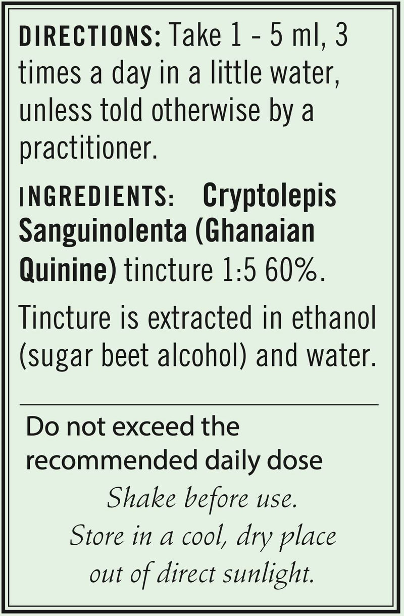 Napiers Ghanaian Quinine Tincture | Cryptolepis Root Tincture | Cryptolepis sanguinolenta - 250ML - BeesActive Australia