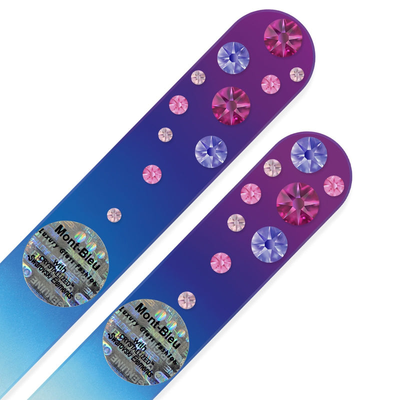 Mont Bleu Set of 2 Crystal Nail Files hand decorated with crystals from Swarovski | Handbag & Universal Sizes, Hand Made, Czech Tempered Glass, Lifetime Guaranty Fuchsia - Tanzanite - BeesActive Australia