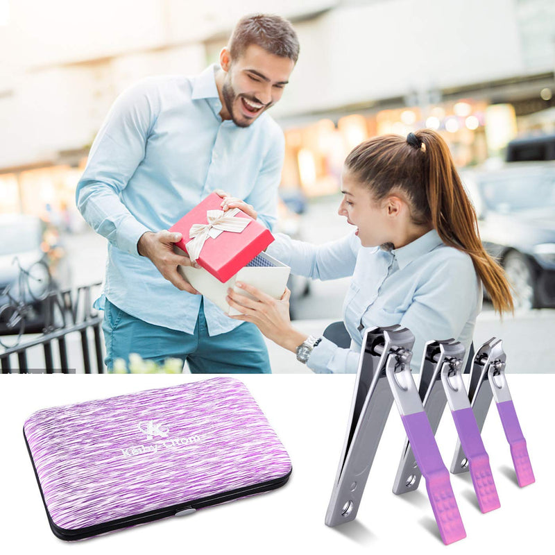 Manicure Set Professional Nail Clippers Kit -16Pcs Pedicure Care Tools Stainless Steel Women Grooming Kit for Travel or Home (Purple) Purple - BeesActive Australia