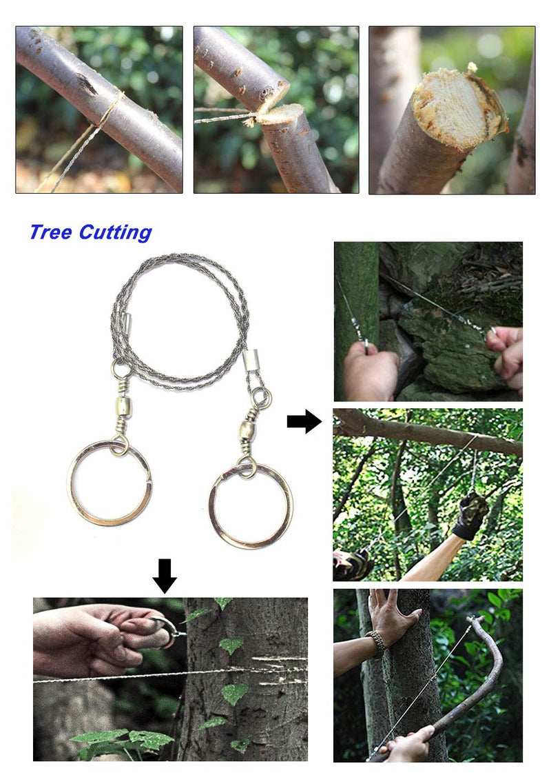Survival Wire Saw Outdoor Emergency Mini Hand Pocket Stainless Steel Saws for Backpacking Gear, Camping, Hunting, Hiking, Trees Cutting (Silver Metal handle 3 Pack) Silver Metal handle 3 Pack - BeesActive Australia