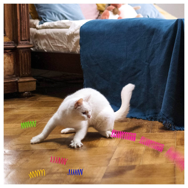 Andiker Cat Toys for Indoor Cats, 4 Big Cat Springs & 8 Small Springs Cat Interactive Toy for Swatting, Biting, Hunting Cat Creative Toy to Kill Time and Keep Fit Colorful Plastic Spring (12pc) - BeesActive Australia