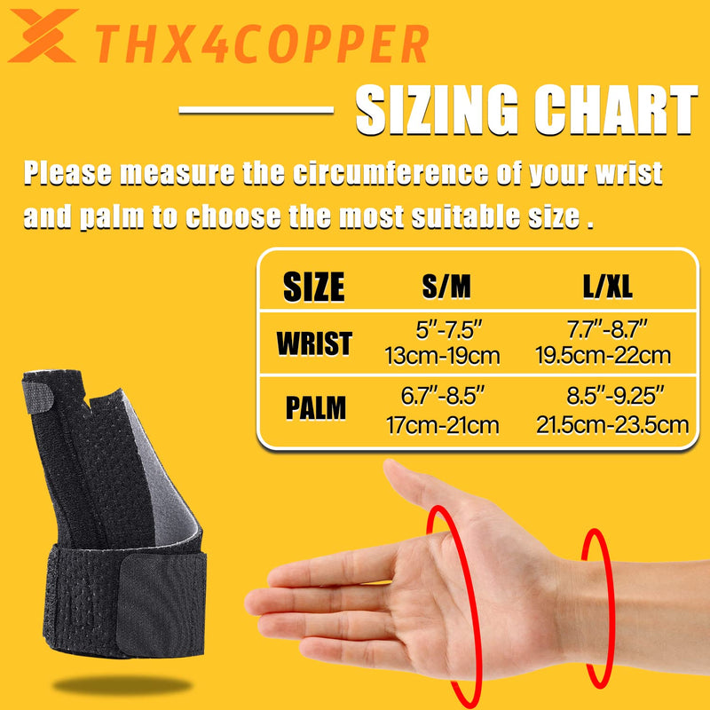 Thx4COPPER Compression Reversible Thumb & Wrist Stabilizer Splint for BlackBerry Thumb, Trigger Finger, Pain Relief, Arthritis, Tendonitis, Sprained, Carpal Tunnel, Stable, Lightweight, Breathable,S-M S-M - BeesActive Australia