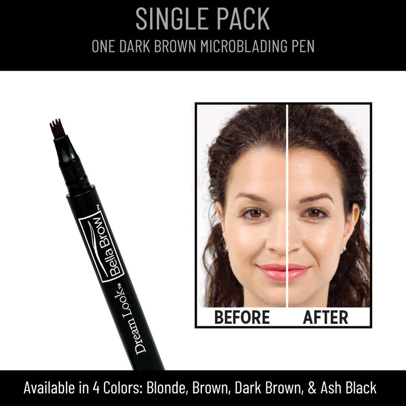 BELLA BROW By Dream Look, Microblading Eyebrow Pen with Precision Applicator (Single Pack - Dark Brown) – As Seen On TV, Natural Looking, Smudge Proof, Waterproof, Long Lasting - BeesActive Australia