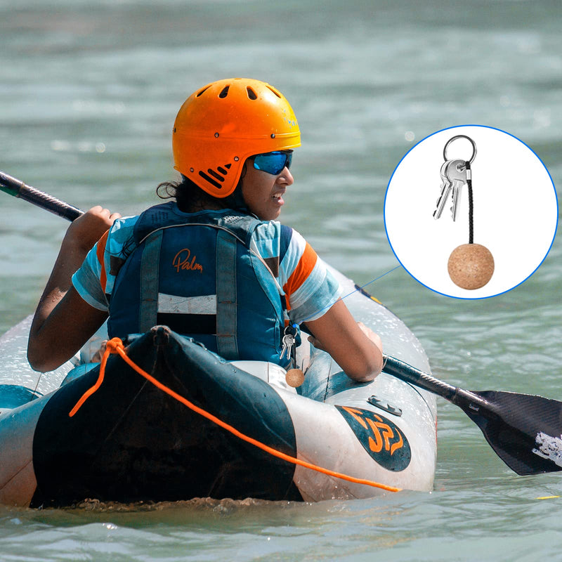 2Pcs 35mm Floating Cork Ball Keyrings Ultralight Float Keychain Buoyant Ball with Black Rope for Water Sports- Fishing, Surfing, Kayaking, Swimming, Diving - BeesActive Australia
