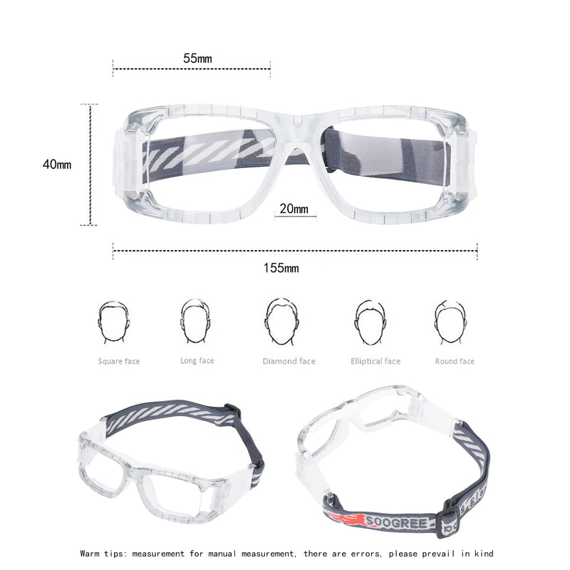 SooGree Sport Goggles Glasses Racquetball Goggles Basketball Soccer Football Sports Protective Goggles Men Women Gray Grame White Pad - BeesActive Australia