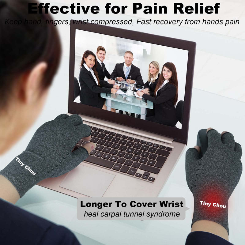 2 Pairs Arthritis Gloves, Compression Gloves for Women/Men, Relieve Arthritis,Rheumatoid,Osteoarthritis,Carpal Tunnel,Hand Pain,Anti-Slip Dots Fingerless Gloves for Work Support (Pure Black+Purple,S) Pure Black(1pair)+purple(1pair) Small - BeesActive Australia