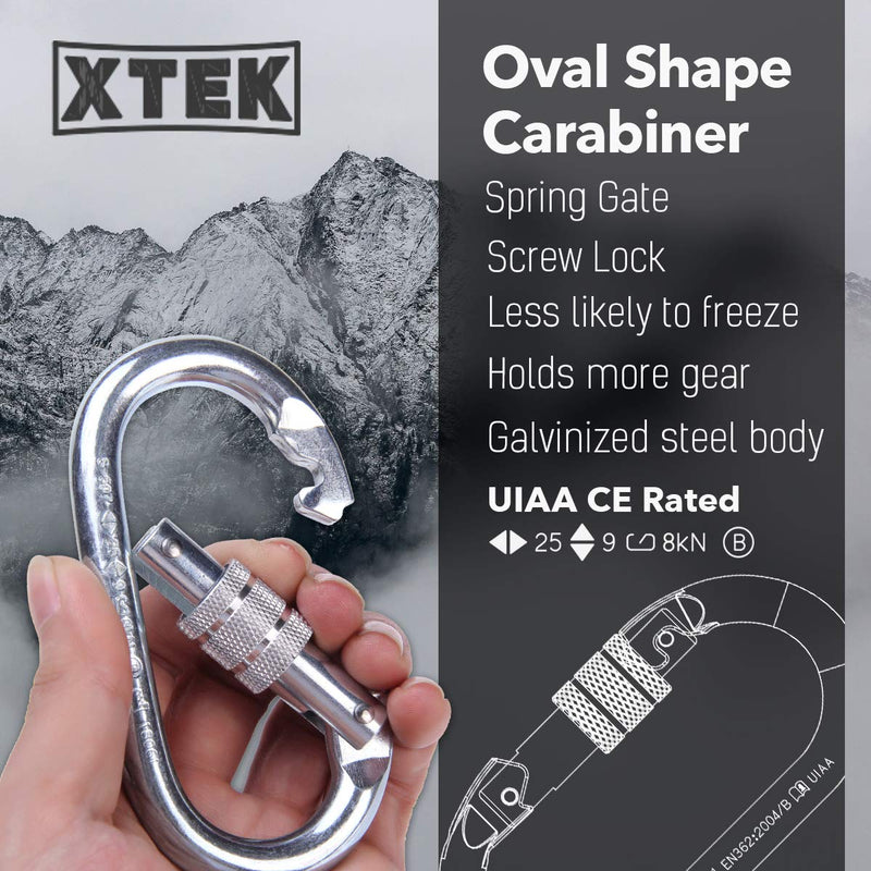 Climbing Carabiner – UIAA & CE Rated 25 kN 5620 LB – Heavy Duty Rugged Terrain Locking Carabiner Clip - Industrial Strength Carabiners - Climbing, Rigging, Ropes, Hammocks 2pc - BeesActive Australia