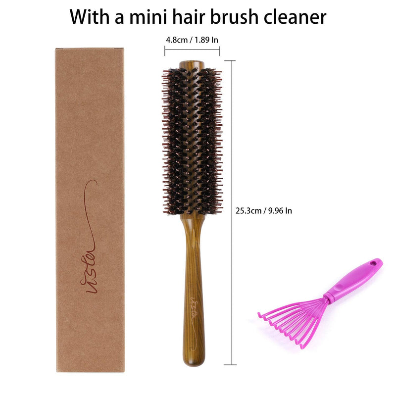 Boar Bristle Hairbrush Vista Round Hair Brush Wooden Handle Anti Static Hairbrush for Hair Styling, Drying, Curling - BeesActive Australia