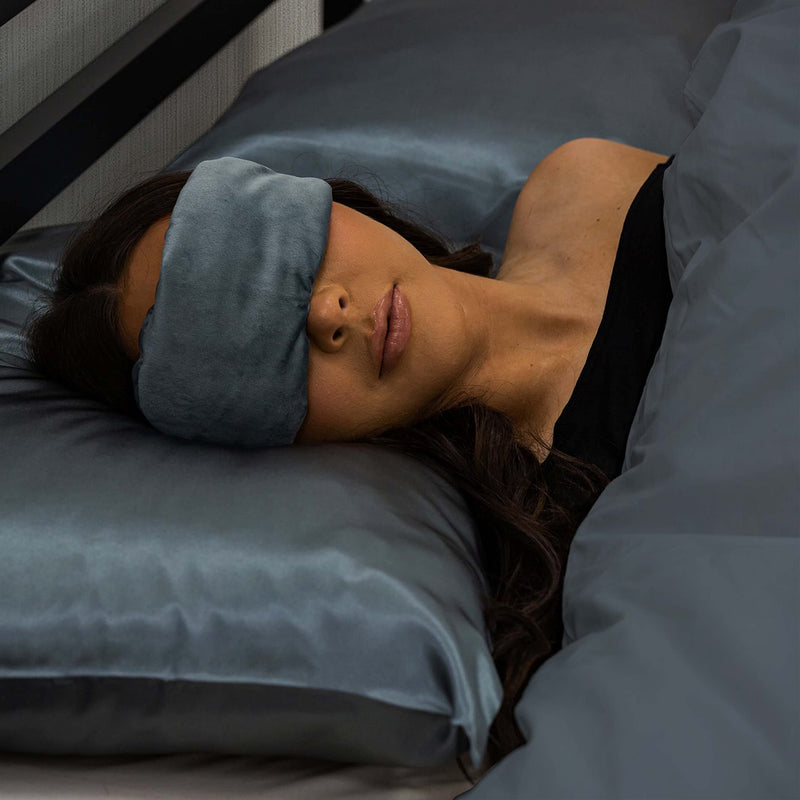 Rest Easy Weighted Eye Mask Soft Fabric with Glass Bead Filling 175 Grams | Perfect for Sleep, Stress Relief, Anxiety Relief & Sensory Calming Eye Mask for Great Sleep | Soft Fabric Front (Grey) Grey - BeesActive Australia