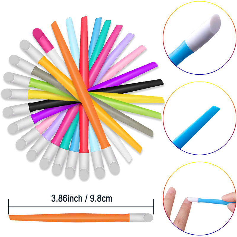 BQTQ 225 Pieces Plastic Handle Nail Cuticle Pusher Rubber Tip Nail Cleaner Colorful Nail Art Tool for Men and Women, 15 Colors - BeesActive Australia