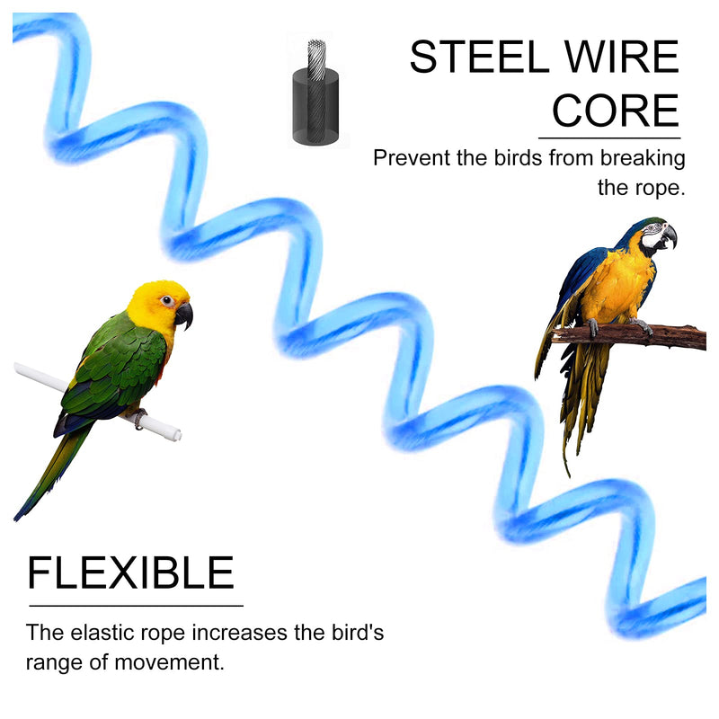 Wishlotus Parrot Flying Rope, 5 Meters Parrot Foot Chain Flying Training Leash Outdoor，Anti-Bite Elastic String Training Harness for Agapornis Fischeri Cockatiels Starling Birds blue - BeesActive Australia