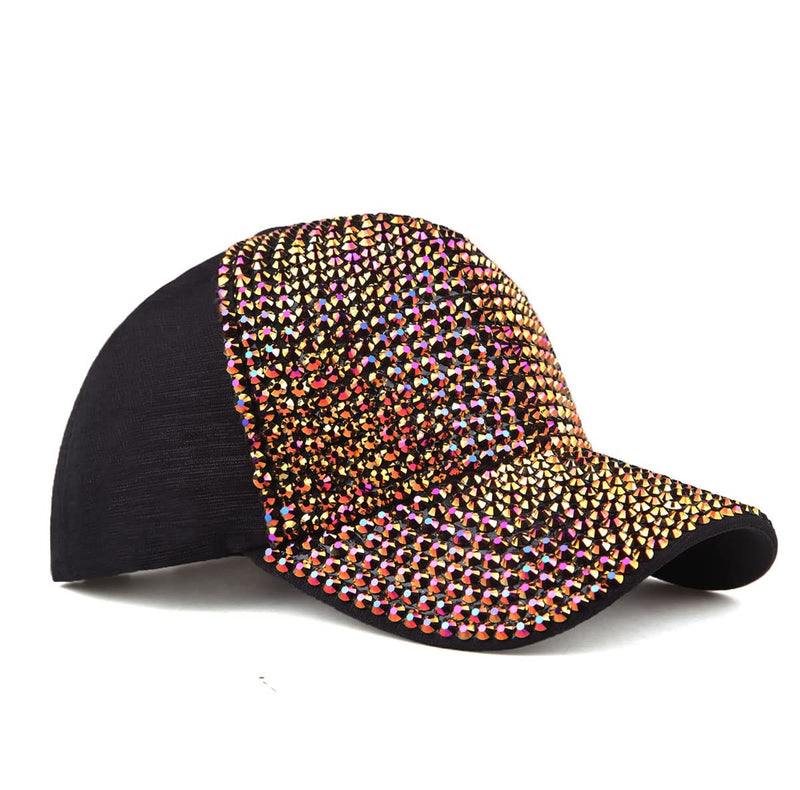 Gudessly Women Studded Rhinestone Crystals Adjustable Baseball Cap Plain Sparkle Bling Denim Sun Hat Red Cap - BeesActive Australia