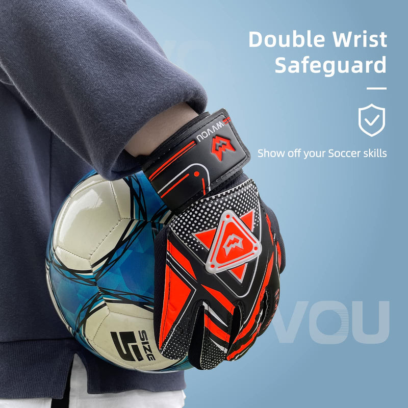 WVVOU Goalkeeper Gloves for Kids Youth, Soccer Goalie Gloves with Double Protection, Anti-Slip Soccer Gloves, Super Grip 8 Orange - BeesActive Australia