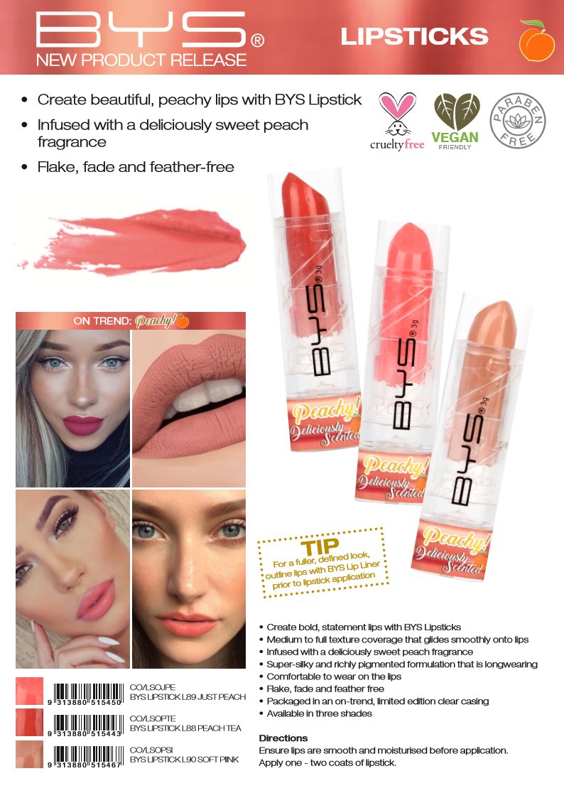 BYS Scented Peachy Lipstick Just Peach - BeesActive Australia