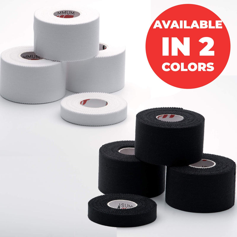 Summum Fit Athletic Tape Extremely Strong: 3 Rolls + 1 Finger Tape. Easy to Apply & No Sticky Residue. Sports Tape for Boxing, Football or Climbing. Enhance Wrist, Ankle & Hand Protection Now White - BeesActive Australia