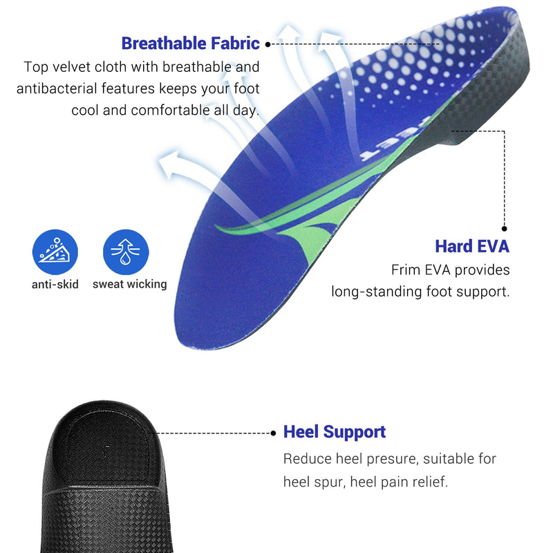Plantar Fasciitis Insoles, 3/4 Length Arch Support Insoles for Women and Men, Shoe Inserts for Flat Feet, Over-Pronation, Heel Pain Relief, Orthotic Insoles with High Arch for Running, Work Boots, M M | 5.5~8 UK - BeesActive Australia