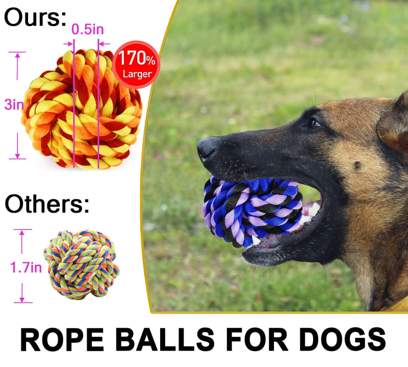 XL Dog Chew Toys for Aggressive Chewers, 6 Pack Almost Indestructible Dog Balls for Large Dogs, Heavy Duty Dental Cotton Dog Rope Toy for Medium Dogs, Puppy Teething Chew Toys, Interactive Dog Toys - BeesActive Australia