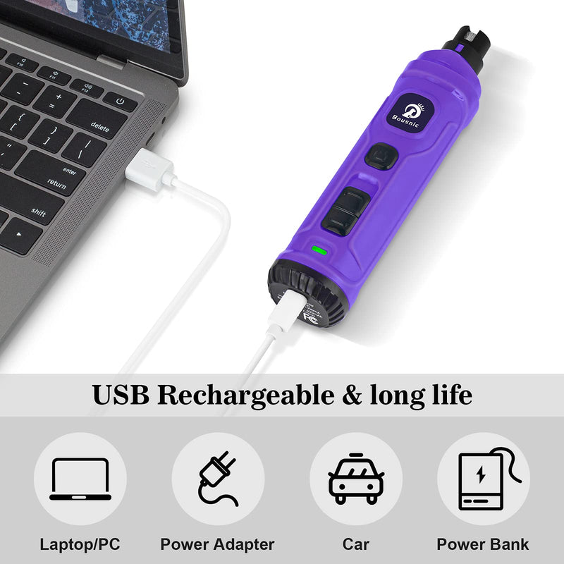 BOUSNIC Dog Nail Grinder with 2 LED Light - Super Quiet Pet Nail Grinder Powerful 2-Speed Electric Dog Nail Trimmer File Toenail Grinder for Puppy Small Medium Large Breed Dogs & Cats Purple - BeesActive Australia