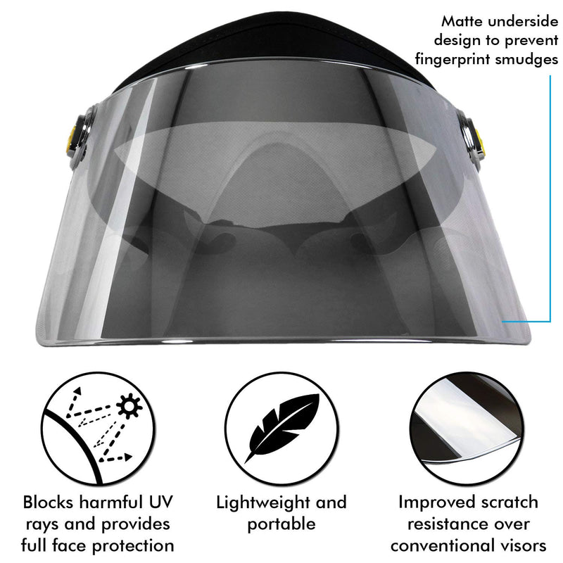 [AUSTRALIA] - Sun Visor Hat Cap UV Protection - Premium Adjustable Solar Headband Face Shield Black/Mirror 