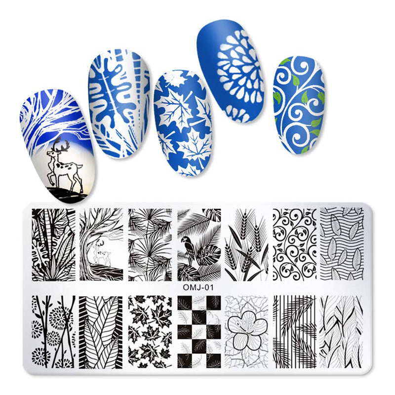 SILPECWEE 6Pcs Nail Plates Stamping Set Flower Butterfly Acrylic Nail Template Image Stencil Manicure Accessories Nail DIY Tools No1 - BeesActive Australia