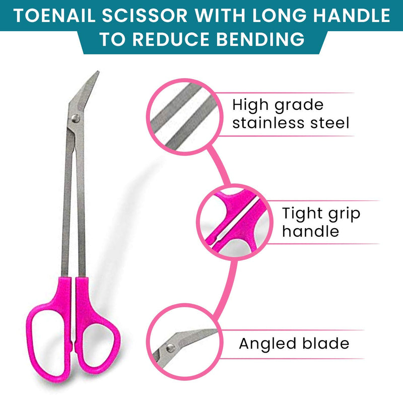 Happy Healthy Smart Toenail Scissors for Seniors | Long Stainless Steel 8 1/4 Inch Nail Clippers with Ergonomic Design, Long Handle and Angled Blades, Ideal Nail Tool for Men & Women- Purple - BeesActive Australia