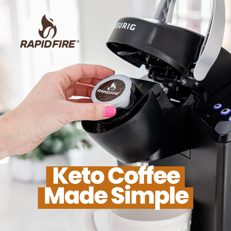 Rapidfire Caramel Macchiato Ketogenic High Performance Keto Coffee Pods, Supports Energy & Metabolism, Weight Loss Diet, Single Serve K Cup, Brown, 16 Count (Packaging May Vary) - BeesActive Australia
