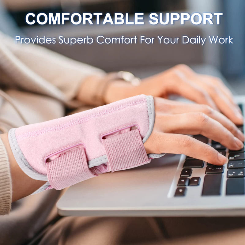 Wrist Brace for Carpal Tunnel, Night Wrist Sleep Support Splint with Compression Sleeve Adjustable Straps for Pain Relief, Arthritis, Tendonitis, Fitness (Left Hand-Pink, L/XL (Pack of 1)) Pink L/XL-Left Hand (Pack of 1) - BeesActive Australia