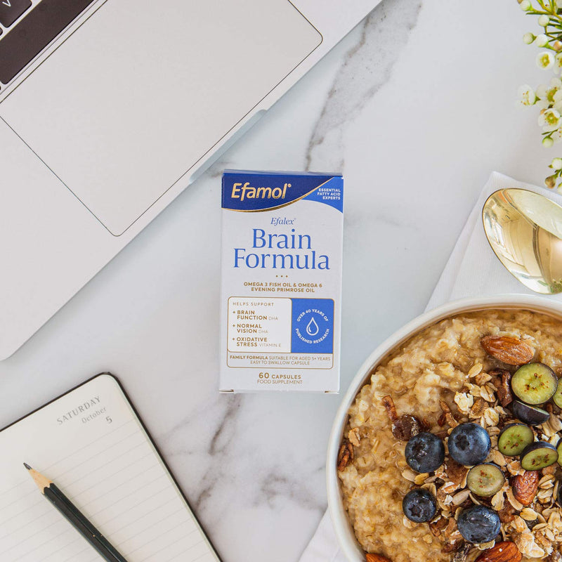 Efamol Efalex Brain Formula - 60 Easy to Swallow Capsules - Omega 3 DHA + EPA & Omega 6 GLA + AA- Family Formula Suitable From 5+ - BeesActive Australia