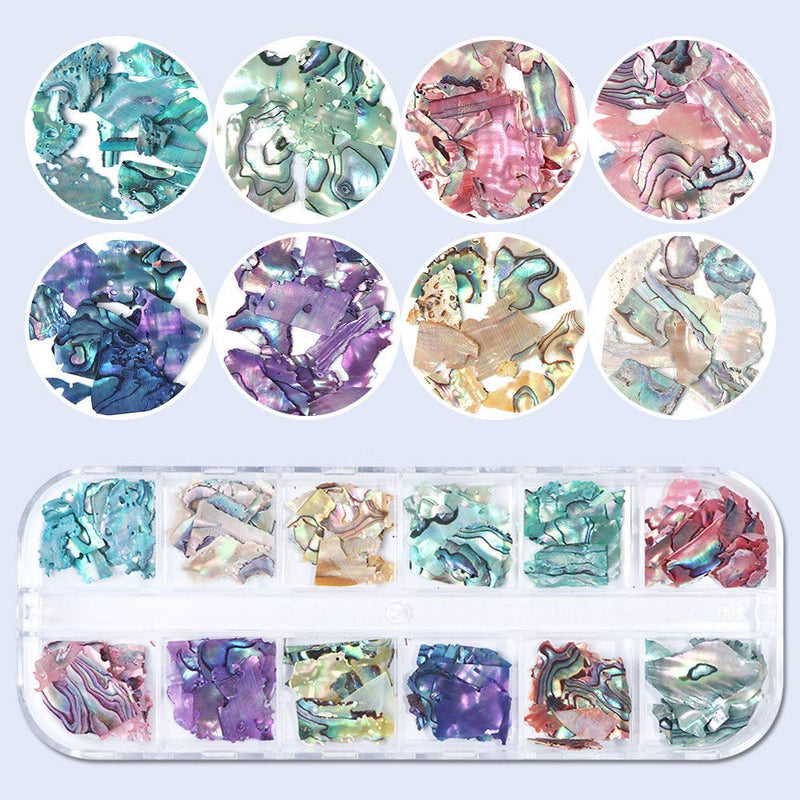 Irregular Abalone Seashell Slices, 3D Nail Art Shell Piece Nail Art Decorations UV Gel Flake Mermaid Nail Sequins - BeesActive Australia