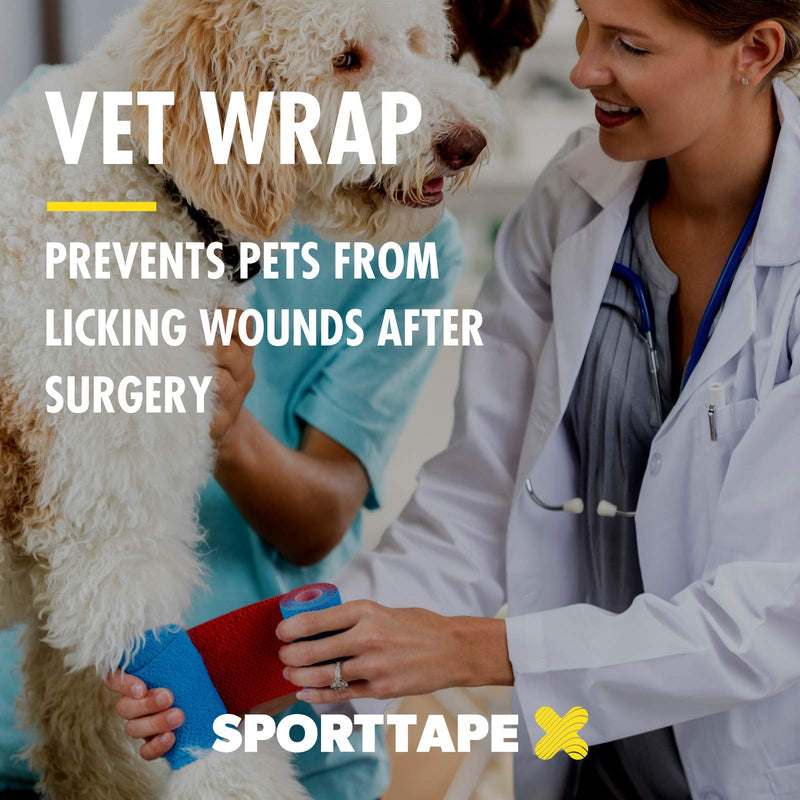 SPORTTAPE Cohesive Compression Bandage - Black - 10cm x 4.5m - Self Adhesive, Self-Adherent Vet Tape, Compression Wrap, Vet & Pet Wrap - Single Roll - BeesActive Australia