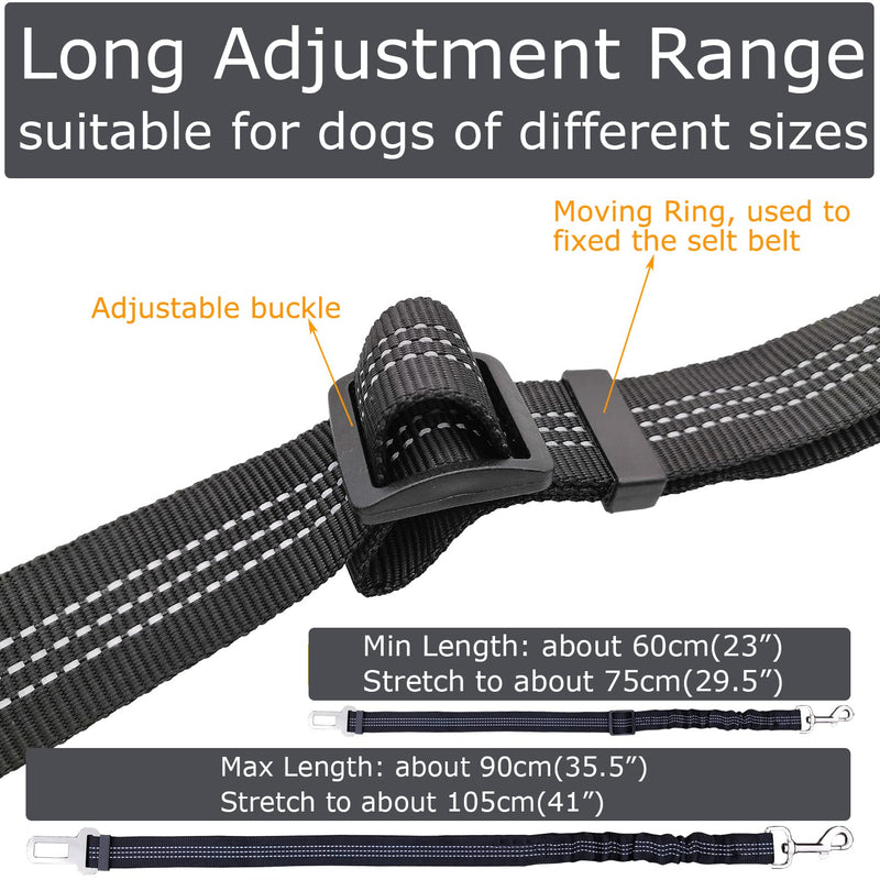 Yiaizhuo 2 Dog Car Harness Seatbelt Seat Belt Leash Travel Accessories Bungee Anti Shock Pet Cat Adjustable Lead Clip Safety Seats Belts Black 2 Packs - BeesActive Australia