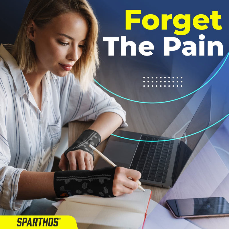 Sparthos Wrist Support Sleeves (Pair) – Medical Compression for Carpal Tunnel and Wrist Pain Relief – Wrist Brace for Men and Women – Made from Innovative Breathable Elastic Blend Medium Midnight Black - BeesActive Australia