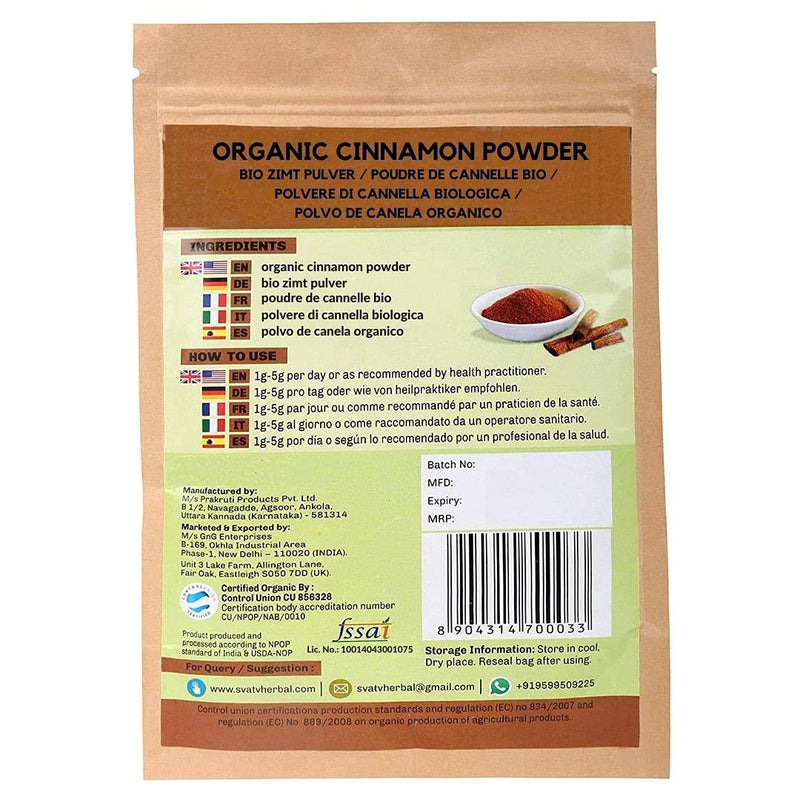 SVATV Cinnamon Powder Perfect for Cooking, Baking, Tea & Coffee Beverage | Ancient Indian Herbs & Spices | 227g, 0.5lb, 8oz - BeesActive Australia