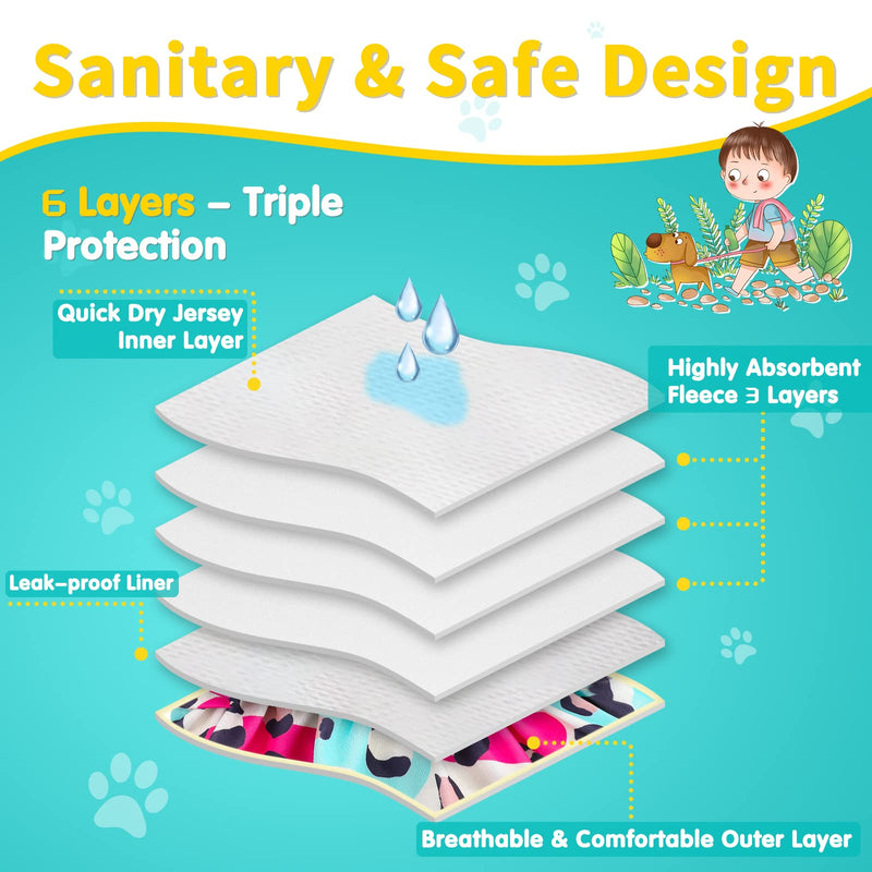 Washable Dog Diapers Female 3 Pack Reusable Premium Highly Absorbent Doggie Diapers, Flexible Puppy Diapers, Durable Leak-Proof Leopard Dog Diapers for Period Heat Incontinence Puppy Training X-Small - BeesActive Australia