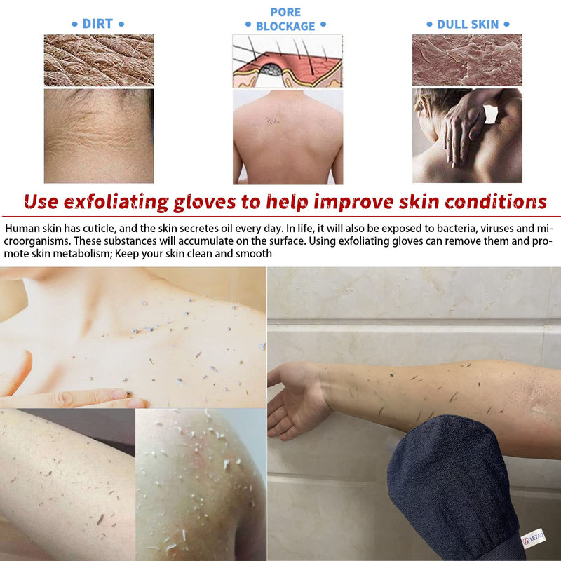 LETAO® 2 pack Exfoliating Glove, Turkish bath natural and effective peeling, peeling dead skin - BeesActive Australia