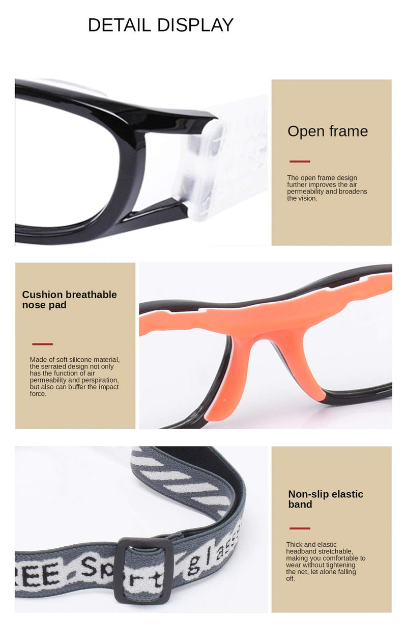 Kids Sports Glasses Basketball Football Safe Training Goggles Anti Fog 7-12 Gray Frame Orange Pad - BeesActive Australia