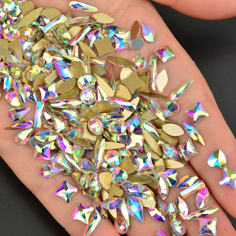 Massive Beads Mixed Flat Back Crystal Rhinestones Gems for 3D Nail Art Phone DIY (10Shapes, MIX SHAPE 2) 10-Shapes - BeesActive Australia
